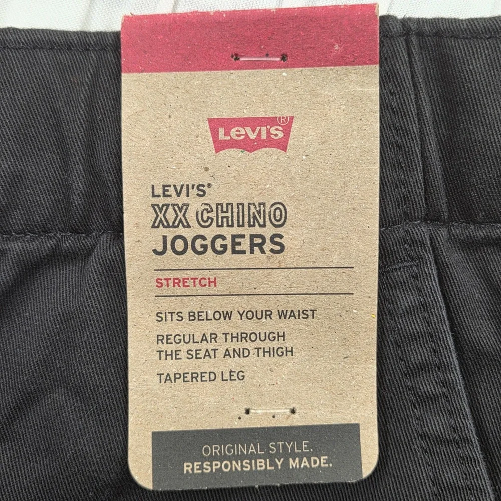 NWT Levis Mens Medium XX Chino Jogger Pants Black Stretch  (W32-37  L28.5)